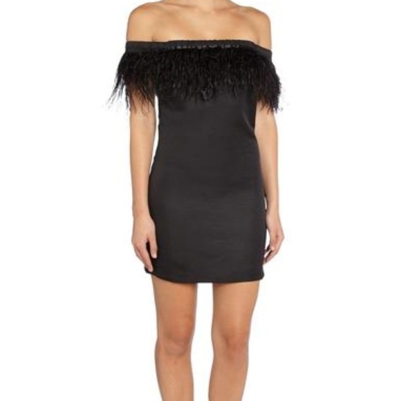 BNWT FEATHER OFF SHOULDER DRESS - Picture 2 of 4
